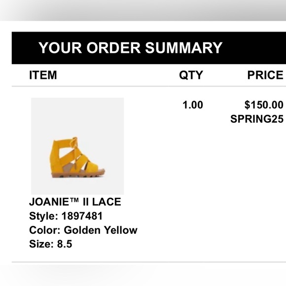 Sorel Joanie II Lace-up Wedge Sandal, Golden Yellow, Size 8.5 - Picture 8 of 8